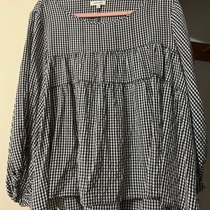 Black and White Gingham Women's Top
